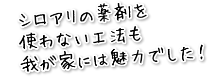 シロアリの薬剤を使わない工法も我が家には魅力でした！