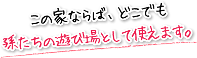 この家ならば、どこでも孫たちの遊び場として使えます。